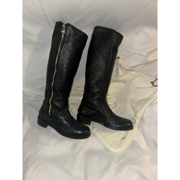 Jimmy Choo Black & Gold Tall Boots. Sz 40 - Picture 16 of 16
